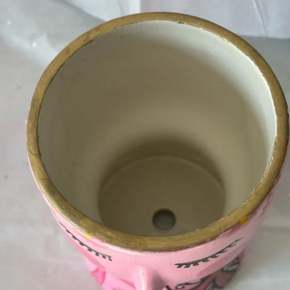 Unique Hand Painted Breast Cancer Awareness Design Face Ceramic Planter Vase - Picture 3 of 4